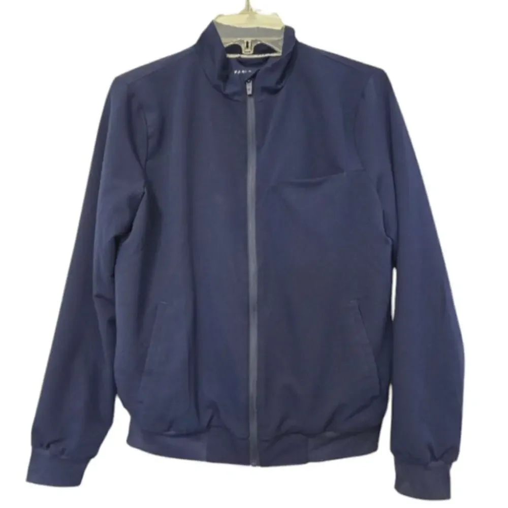 Fabletics Mens The Don Everyday Bomber Size Small Navy Lined Rain Resistant